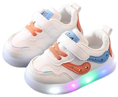 Zapatos de bebé 2026 para niñas y niños de 1 a 6 años, zapatillas blancas luminosas, zapatos casuales sin cordones con suela suave para caminar y un estilo moderno, azul, 30 EU
