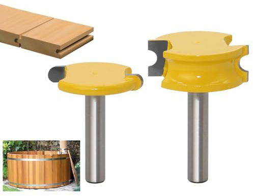 2Pcs 8mm Shank T-Shape Tongue and Groove Router Bit Set Flooring Jointer Wood Milling Cutter