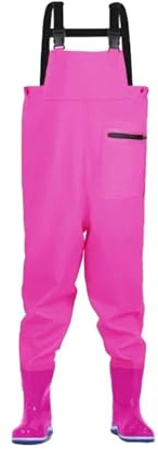 TRRYUIP Waders Fiske Trampolieri för barn med stövlar regnbyxor för hela kroppen finns i 4 färger för unga tonåringar vattentäta för fiske vadare, Rosa 30-31, Taglia unica, One Style