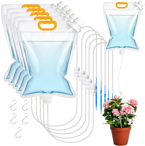 5 piezas de 5L Kit de riego por goteo para plantas, bolsas de riego automático, sistema de riego automático, dispositivo de riego de plástico, riego de plantas para plantas de interior, juego de riego