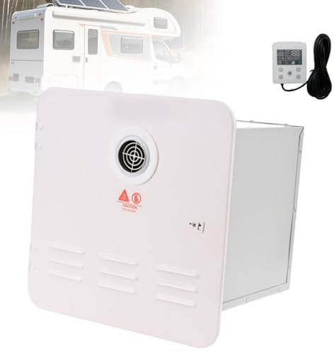 Camping Durchlauferhitzer Gas mit Tür, 65000 BTU Propangas Wohnmobil Boiler Tanklos, Zwei Ausgänge 12V DC Warmwassersystem, Vier-Jahreszeiten-Frostschutz Smart