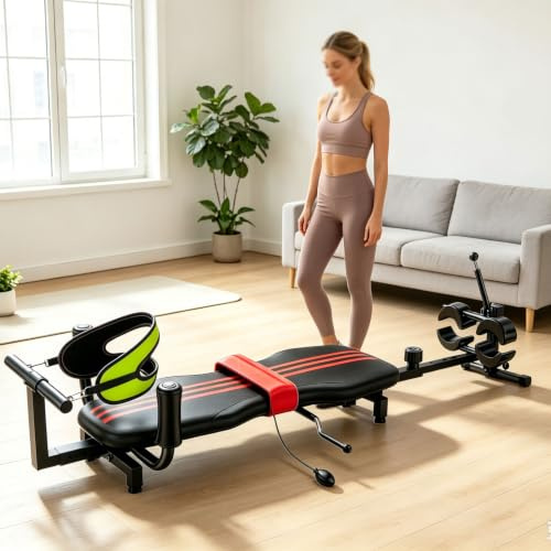 Rückentrainer-Stretch-Bank Mit zervikaler Traktion | Cervical Lendenwirbelsäulen-Dekompressionstisch, Lendenwirbelsäule-Massage für Spannungsentlastung, 330 Lbs Kapazität