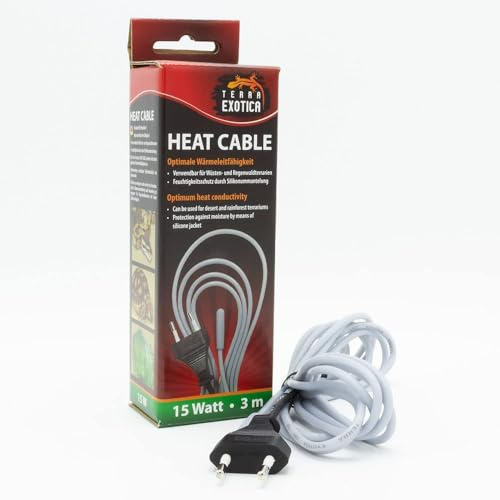 Terra Exotica Terrarium Heizkabel 15 Watt – 3 Meter Heat Cable | Flexibles Silikon-Heizkabel für Terrarien – gleichmäßige Bodenwärme für Reptilien, Amphibien und Wirbellose.