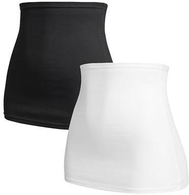 Herzmutter Bandeau abdominau Maternité pour Femme Enceinte - Lot de 2 Ceinture de Grossesse - Taille Haute - Chauffe-Reins - Extension de T-Shirt - 6300