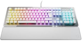 Roccat Vulcan II - Clavier de Jeu Mécanique Pour Pc, Touches Rétro-Éclairées RGB Personnalisables, Repose-Poignet Amovible, Titan II Linear Switches, Blanc