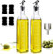 Showvigor Ölflasche, 2 Packung mit 500ML Essig und Ölspender Set mit Trichter, Antifouling-Abdeckung, Etikett, Olivenöl Flasche Behälter mit klarer Skala, Glasflasche für Küche und BBQ