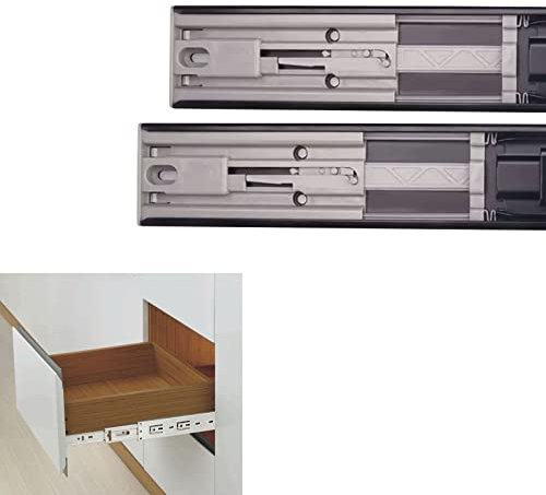 UZSPAC Schubladenschienen Vollauszug Push to Open 250mm-550mm Kaltgewalzter Stahl Metallkugellager-Schubladenführungen Belastbarkeit 35KG (Color : Black Steel rebounds, Size : 250mm)