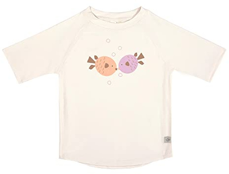 LÄSSIG Maglietta da bagno a maniche corte per neonato, rashguard con protezione UV Fish Milky, 7-12 mesi