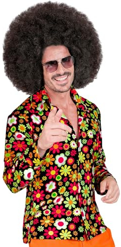 W WIDMANN MILANO Party Fashion - Camisa Hippie, Hipster, Flower Power, Traje años 60, Disfraces Carnaval