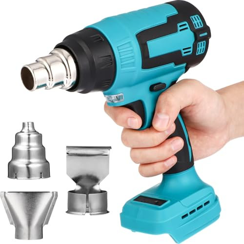 OSALADI 18v Cordless Heißluftpistole Mit Düsen Tragbarer Akkubetriebener Heißluftgebläse Für Auto-vinylfolien Und Bastelarbeiten Kompatibel Mit Schnelles Aufheizen -beleuchtung