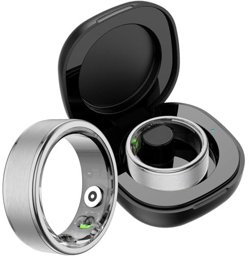 Smart Ring Schrittzähler Smartring Pulsmesser Fitness Ring Kalorienzähler Smartringe für Herren Damen Herzfrequenz Fitness Tracker Ring Android iOS Schlaftracker Sport Ringe Silber Größe 9