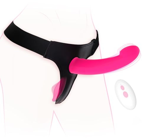 Vibrating Strap on Dildo - Strap on Harness Dildo Vibrator Sex Toys, Adjustable Elastic Waist Strapless Dildos Lesbian Sex Toys, Remote Control G Spot Wearable Vibrators Women Couples Adult Toys