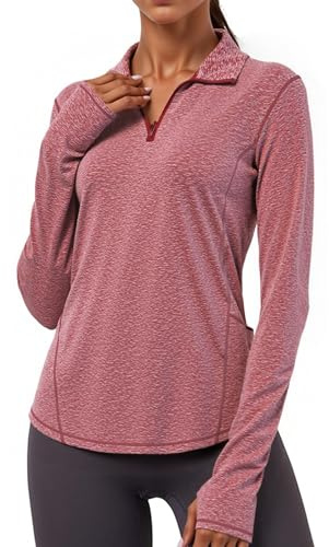 Gyabnw Maglia Sportiva Donna Manica Lunga con Zip