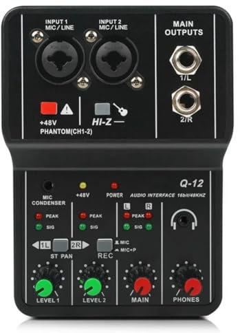 Tuesoa Carte Son Professionnelle de Mixage Audio avec Moniteur, Guitare Électrique, Enregistrement en Direct pour Studio, Chant, Ordinateur, PC