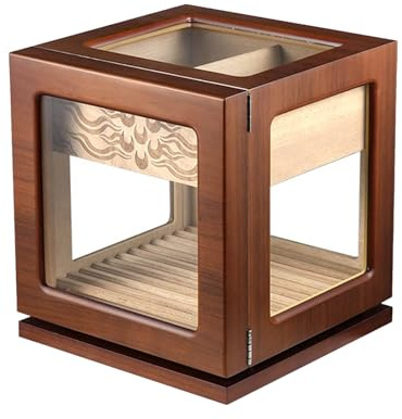 Cigarrförvaringslåda, resehumidor, 1 st luftfuktare for skrivbordet med femsidig transparent display i cederträkub