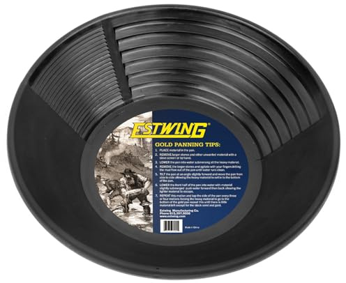 ESTWING Plastic Gold Pan - 12 Lightweight and Durable Prospecting Pan with Deep Riffles for Gold Panning - BP12 | Lightweight & Durable Construction, Deep Riffles For Superior Gold Trapping, Black Pan Enhances Visibility