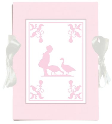 Gräflich Münster'sche Manufaktur GMM Baby Tauf Album - Scherenschnitt Leporello 15x21cm für 20 Seiten zur Geburt in Seiden Optik, Mini Gästebuch, Tagebuch in rosa