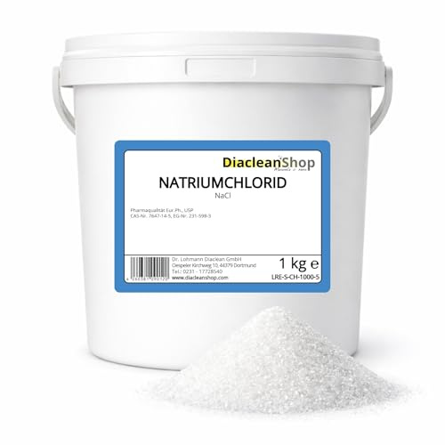 DIACLEANSHOP Natriumchlorid 1kg Pharmaqualität | Für Solebäder Wasserenthärtung Hohe Reinheit Vielseitig verwendbar