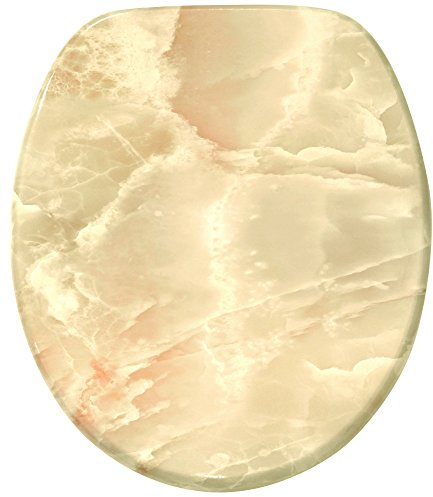 Sanilo WC Sitz ohne Absenkautomatik, hochwertiger Toilettendeckel, einfache Montage, stabile Scharniere, Marmor Natur