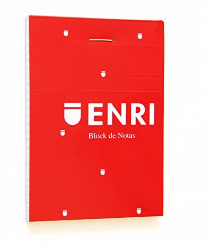 Enri, Bloc de Notas Pequeño Grapado, Tapa Blanda, Cuadrícula 4x4, Formato A7 (10,5 x 7,8 cm), 80 Hojas Microperforadas, Pack 10 Libretas, Color Rojo
