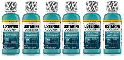 Listerine Cool Mint rince-bouche antiseptique pour la mauvaise haleine, format voyage 3,2 oz paquet de 6