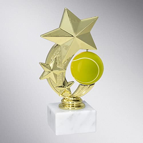 Henecka Tennis-Pokal, Komplettfigur Tennis, Gold, mit Wunschgravur, Größe 16,2 cm