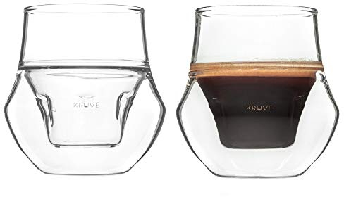 KRUVE PROPEL - Bicchiere da espresso, realizzato a mano, doppia parete, trasparente, 70,9 g, design scientifico (set di due)