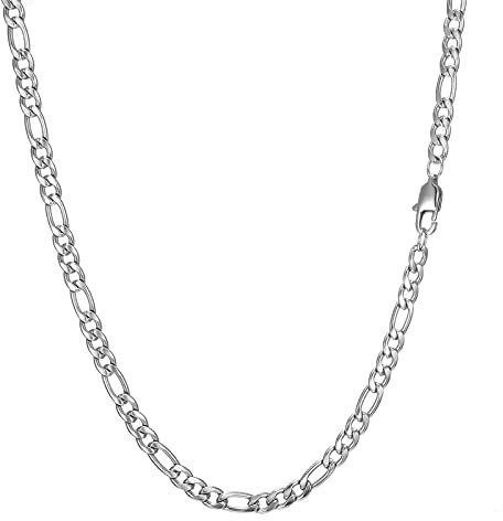 AFSTALR Chaîne Figaro 1+3, collier et bracelet pour homme en acier inoxydable, sans pierre précieuse