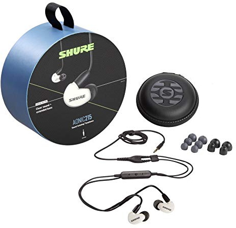 Shure AONIC 215 Écouteurs Filaires Sound Isolating, sonClair, Transducteur Unique, Conception Intra-Auriculaire, Câble Détachable, Robustes, Compatibles avec Apple et Android – Blanc