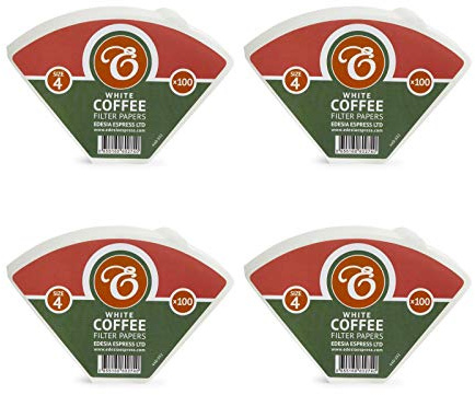EDESIA ESPRESS – 400 Cone Coffee Filters in Paper – Coffee Filter No.4 for Manual Coffee Maker, Pour-Over and Gentle Brewing – Size 4 White | Bleached White Paper Cones, Size 4, For Manual Coffee Maker, Pour Over And Gentle Brewing, 400 Pack