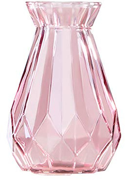 Koomiao Blumenvase Glasvase Moderne Glas Vase Blumentopf für Heimdekoration, Wohnzimmer, Tisch, Büro, Geschenke (Groß, Rosa)