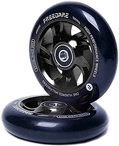 FREEDARE Pro Stunt Scooter Rollen 100mm, ABEC 7 Kugellager, 89A Super Rebound PU Stunt Roller Räder, 2 Stück (Schwarz)
