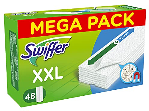 Swiffer Ersatztücher für Besen, 48 Stück, fängt und fängt 3 Mal mehr Staub, Schmutz und Haare ein als ein herkömmlicher Besen