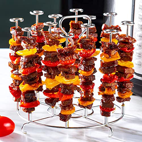 Your's Bath Air Fryer Skewer Stand Compatible with Foodi 6Qt /8Qt Stainless Steel Vertical Skewers Holder Air Fryer Accessories Grill for Grilling Home Kitchen Kabobs (6 QT grill)