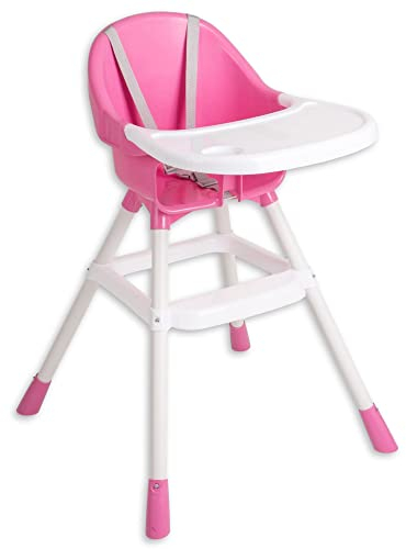 Stella Trading Denise Hochstuhl Baby in Rosa, Weiß - Sicherer Kinderstuhl mit Armlehne für eine Bequeme Sitzposition - 60 x 90 x 70 cm (B/H/T)