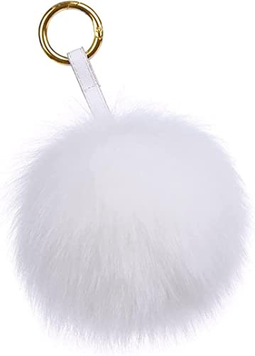 ANZII Damen Fuchspelz Pom Pom Ball Echtfell Fell Pelz Bommel Schlüsselanhänger Taschenanhänger Schlüssel- Taschen- Fellanhänger Pelz-Anhänger für Handtaschen, Rückspiegel im Auto
