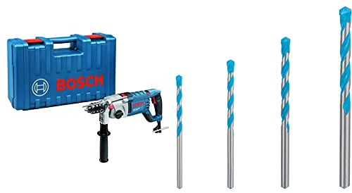 Bosch Professional Schlagbohrmaschine GSB 162-2 RE (inkl. Zusatzhandgriff, im Handwerkerkoffer) + 4x Expert CYL-9 MultiConstruction Bohrer Set (für Beton, Ø 4-8 mm, Zubehör)
