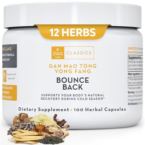 D’AO Labs Bounce Back - Gan Mao Tong Yong Fang - for Cold Season Symptoms (Needs). 100 Herbal Capsules.