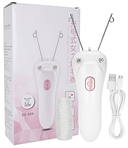 Threader Hårborttagare, Elektrisk Threading Epilator Hårborttagare USB Laddning Bomullstråd Epilator (värd Bomullstråd USB-kabel) (Rosa)