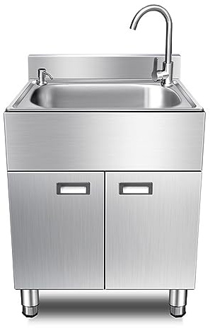 TRGCJGH Spülschrank mit Spülbecken aus Edelstahl Küchenspüle Unterschrank Edelstahl Waschbecken 2 Türen(53x40x80cm/20.8x15.7x31.4in)