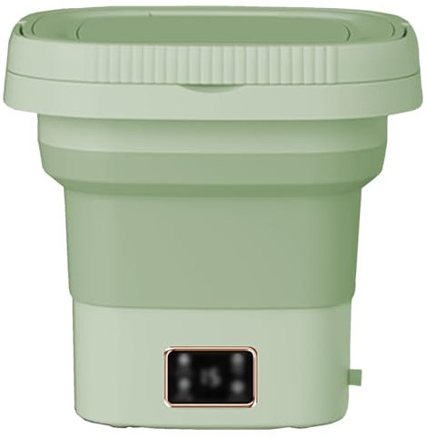 WHYATT Lavatrice Portatile Manuale Secchio Pieghevole Leggero - Perfetto per Campeggio, Viaggi, Appartamento, Dormitorio (Color : Green)