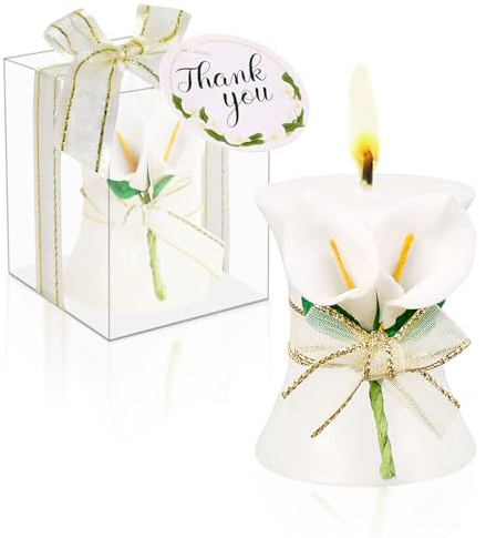 AIXIANG 30 Pack Wedding Candles Favours for Guests Calla Lily Style Candle Favours Gift Boxed with Thanks Cards (30 Pack Lily Style Candle Favours)