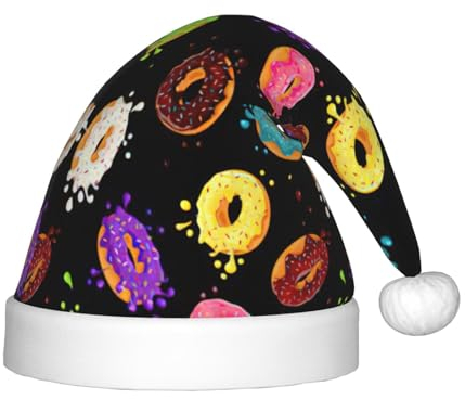 Donut Festliche Kinder-Weihnachtsmannmütze – eine bequeme, bedruckte Weihnachtsmütze, ideal für Neujahr und festliche Feiertagsfeiern
