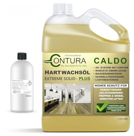 Contura 2,5 Liter Hartwachsöl 2K mit Härter Premium Holzöl Parkettöl Objektöl Treppenöl Fußbodenöl (Farblos - Naturholz)