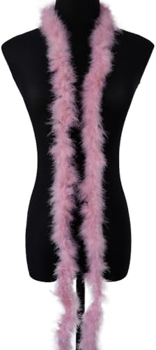 2 x 2m Federboa Truthahnfedern Boa,Flauschige Plüsch-Feder Boa Federstola Federschal Federgirlande für Weihnachtsbaum Hochzeit Basteln Burlesque Karneval Party 20er Jahre Kostüm Deko,ca. 10g Altrosa