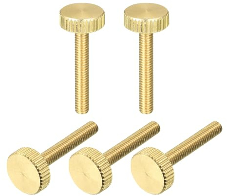 sourcing map Rändelschrauben, M4 x 25 mm, flache Messingschrauben, Griffknöpfe für Zuhause, Elektronik, Maschine, 5 Stück