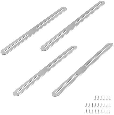 SRJQXH Connettore Piatto Regolabile, 4 Pezzi Piastre di Giunzione in Acciaio Inox, Angolare Piatte Staffa, con Viti di Montaggio per Riparare Mobili in Legno (280 x 24 mm)