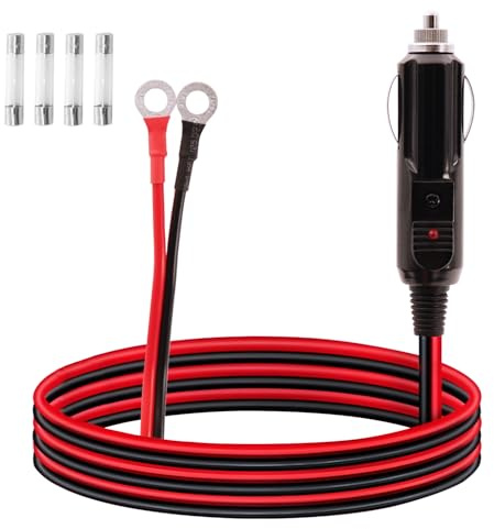 LANMINGLEL Auto-Zigarettenanzünder mit O Ring Terminal 12 V-24 V Zigarettenanzünder Auto Stecker Verlängerungskabel mit 15 A Sicherung für Auto Inverter Luftpumpe elektrische Tasse und DIY 3,3 FT