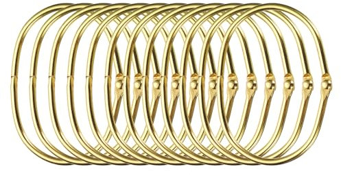 Sourcing Map 12pcs Oval Shower Curtain Rings, 1.4 Inch ID Iron Snap Hooks, Gold