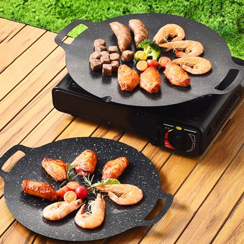 Korean Grill Pan, Non stick Coating Baking Tray on Heating Stove for Home, Party Travel and Outdoor, Korean BBQ Grill, Korean Grill Pan Maifan Stone Anti Sticky Grill Plate (30cm)